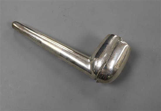 A hallmarked silver pipe case with hinged cover and gilt interior, Birmingham 1920, A & J Zimmerman Ltd, 14cm